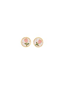 [딸기샤베트][925 은] . W Ribbon 313 튤립 꽃 컬러 에폭시 골드 골드 귀걸이_Earrings