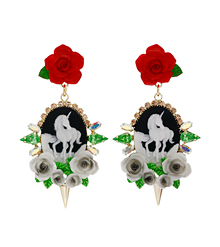 [2015]Peter Pan syndrome_Black+Red rose_Earring