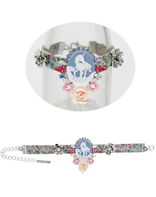 [2015]Peter Pan syndrome_Grayish blue+Flower strap_Bracelet 