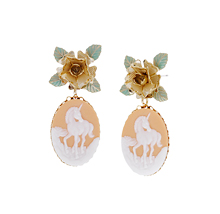 [2015]Peter Pan syndrome_Peach+Gold flower_Earring