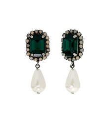 LOVESICK_green+white opal+pearl_Earring 