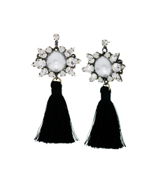 Something special no.18_Black tassel+Pearls+Crystal_Earring