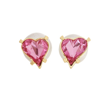 Sweet Heart Fancy Stone_Light rose_double_하트 Earrings