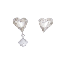 Sweet Heart Fancy Stone_Silver shade+pearl_하트 Earrings