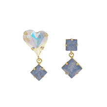 Sweet Heart Fancy Stone_Aroure boreale+blue_◇ 하트 Earrings