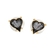 Sweet Heart Fancy Stone_black diamond_double_하트 Earrings