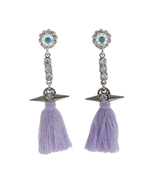 MINIMI US_violet tassel+stud_드롭_Earrings