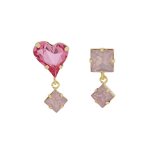 Sweet Heart Fancy Stone_light rose+pink opal_◇ 스왈 하트 Earrings
