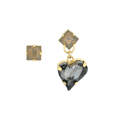 Sweet Heart Fancy Stone_black diamond_◇+□ sand opal_Earrings