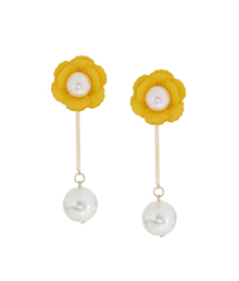Vivid flower_yellow+pearl_Earrings