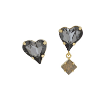 Sweet Heart Fancy Stone_black diamond_♥+♥+◇_Earrings