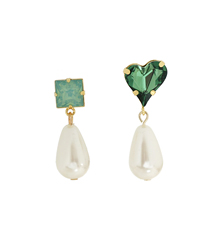 Sweet Heart Fancy Stone_emerald◇+pearl_Earrings 
