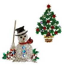 Christmas  Snowman&amp;Tree_Brooch