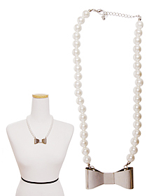 S h i n e_Pearl_Silver Ribbon_Necklace