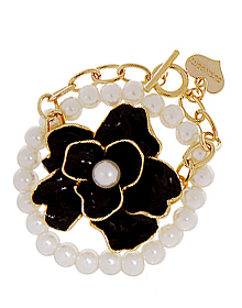 Elegant Rose_블랙_Freshwater pearls_Bracelet