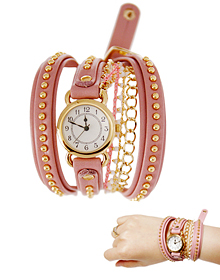 THE DIVA_Baby Pink_Leather_Mini Gold Stud_★ Watch[Designed by Strawberry Sherbet]