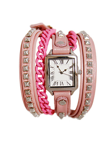 THE DIVA_Pink_Leather_Mini Silver Stud_★ Watch[Designed by Strawberry Sherbet]