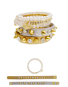 Whistle_Gold&amp;Silver and Pearl_Leather_Bracelet