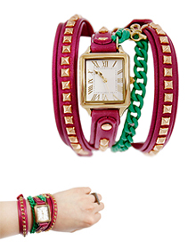 THE DIVA_Watermelon_Leather_Mini Gold Stud_★ Watch[Designed by Strawberry Sherbet]
