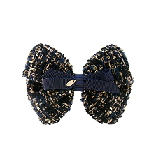 Navy Tweed_Ribbon_Hair pin