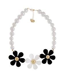 Blooming in the morning_Flower+Pearl_Necklace