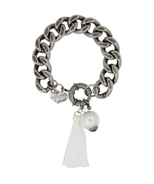 The Chain_Antique Silver_화이트태슬_Bracelet