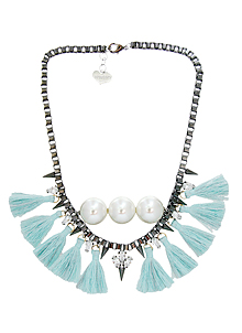 The M.enzel_Mint+Black chain_Pearl_Necklace
