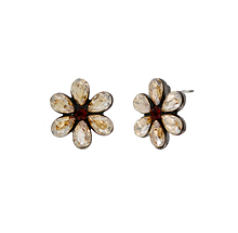 Yours StarFlower_Gold+Red_Earring